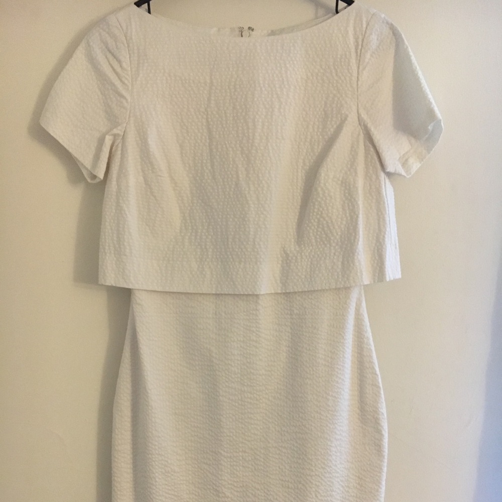 White Seersucker Banana Republic Dress